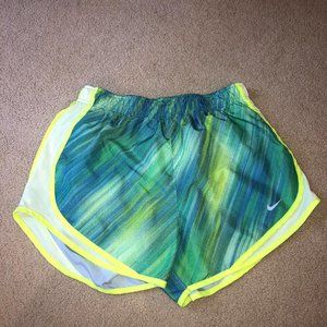 Women's medium, green, blue and yellow Nike Shorts